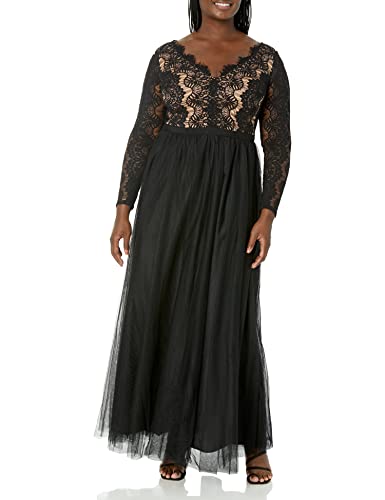 City Chic Women's Apparel Women's Avenue Plus Size Maxi Rare Beauty FF, Black, 20