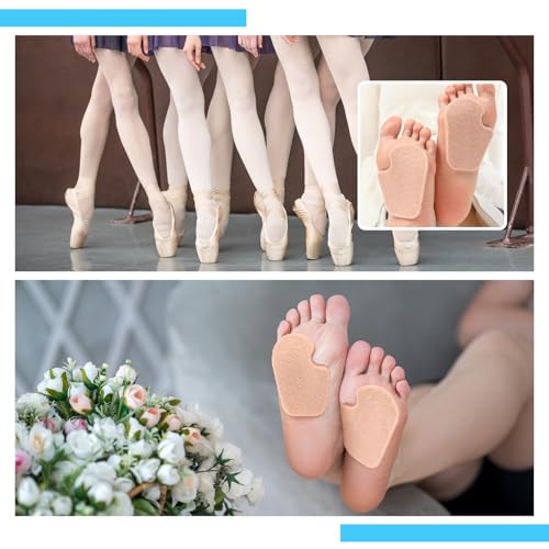Image of Cutecrop 4 Pairs Dancer Pads for Ball of Feet, 1 /4 inch Felt Sesamoiditis Pads | Thick Self Adhesive Metatarsal pad, Forefoot Cushion, Callus Sesamoiditis Pain Relief for Men Women Dancing and Daily Wear