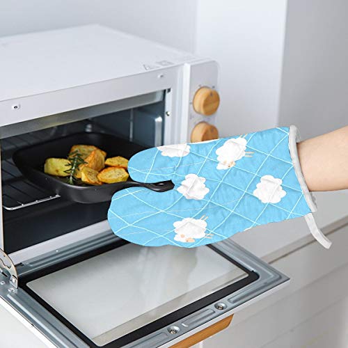 Oven Mitt And Potholder Set With Hanging Loop Heat Resistance Mitten & Potholder Hanging Sheep-01 Heavy Duty Cooking Glove & Kitchen Counter Safe Mat #TOP4