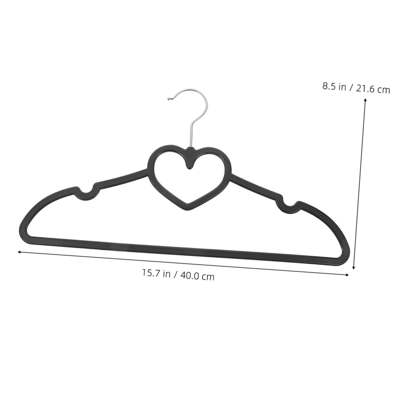 Zerodeko 20 Stück Schwarze Kleiderbügel aus Kunststoff mit Herzform rutschfest und Platzsparend Langlebig und Wiederverwendbar für Garderobe und Schrank