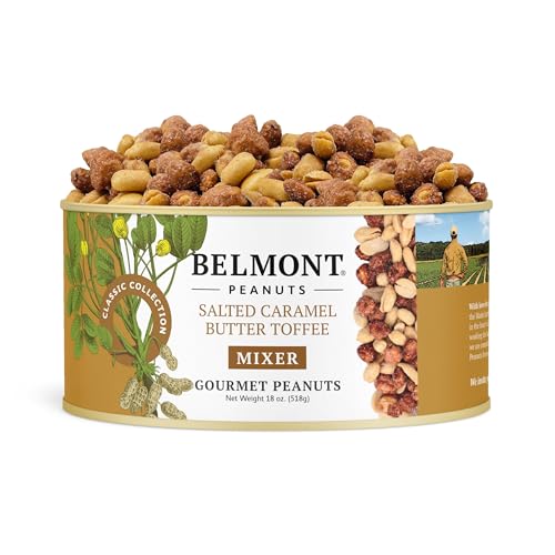 Image of Belmont Peanuts Gourmet Salted Caramel Butter Toffee Mixer with Sea Salt and Butter Toffee Flavored Virginia Peanuts, 18 oz (1 Pack) - Simple Ingredients, No Preservatives, Hand Seasoned Snack