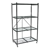 Origami 2 Pack 4 Tier Folding Shelves, Storage Shelving Rack Unit with Wheels, Gray
