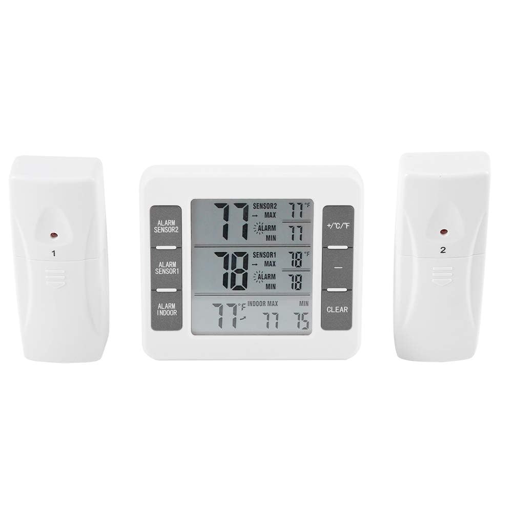 Termómetro Digital Del Refrigerador/Del Congelador, Termómetro Al Aire Libre Interior Termómetro Inalámbrico Del Sensor Con Temperatura Audible De La Alarma