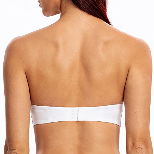 MELENECA Women's Push up Strapless Bras with Lift Stay Put Padded Cup White 44B - Image 2