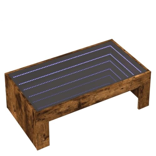 Wenjingqi Mesa de Centro con Infinity LED Roble Ahumado 90x50x30 cm, Marrón 847620