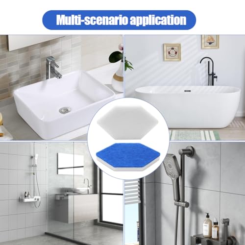 RANJIMA 6 Pack Bad und Wanne Mop Nachfüllungen Ersatz, hexagonale Form Ersatz-Schwamm Kompatibel mit Vileda Bath Magic Bad Multi-Oberflächen-Schwamm für Badezimmer, Badewannen, Boden (Blau und Weiß)