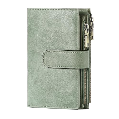 Image of GOIACII Womens Wallets RFID Blocking Leather Trifold Clutch Wallet Credit Card Holder Ladies Purse 3 ID Windows