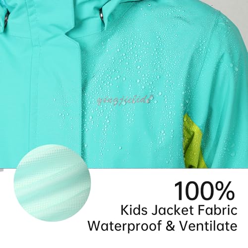 Image of YINGJIELIDE Boys Girls Waterproof Rain Jackets Kids Easy to Fold Windbreaker Lightweight Outdoor Hooded Raincoat
