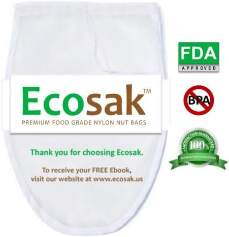 #1 Rated Nut Milk Bag - Premium Food Grade 10" X 12" Nylon Mesh Strainer - Mesh Filter Bag for Almond Nut Milk, Juicing,