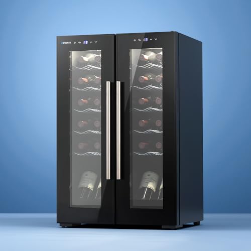 Wine Cooler Fridge Dual Zone 24 Bottles Beverage Refrigerator Chiller Storage