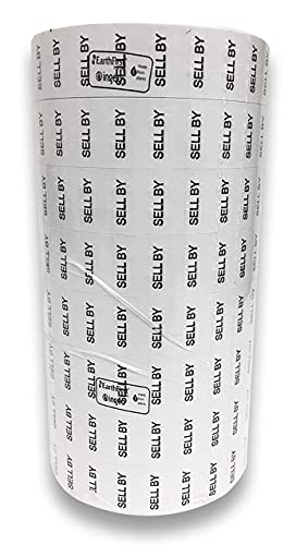 Black Print On White"Sell By" Pricing Labels To Fit Monarch 1131 Pricers. 8 Rolls With 1 Free Ink Roller. #TOP3