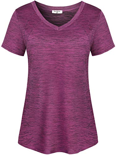 Soogus Yoga Tops for Women Short Sleeve Activewear Workout Shirts V-Neck Dri Fit