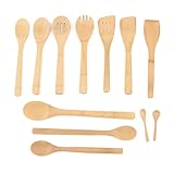 10 Piece Bamboo Utensil Set With Extra Large Spoons And Turners