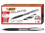 BIC Atlantis Original Retractable Ball Pen, Medium Point (1.0 mm), Black, 12-Count