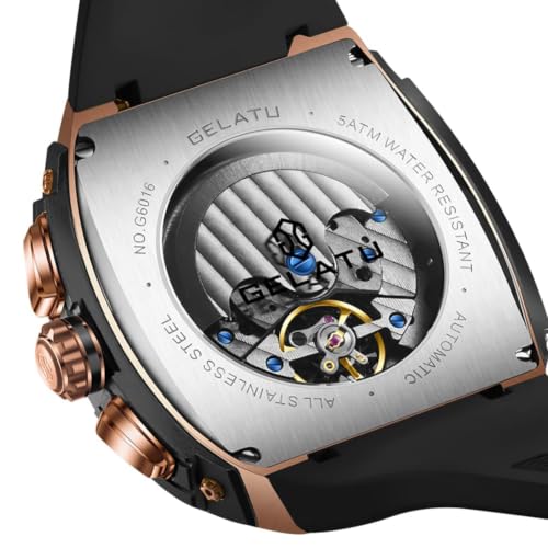 Image of OLEVS Men Watch Automatic Tonneau Watch Skeleton Mechanical 50M Waterproof Square Male Watches White /Black /Rose Gold