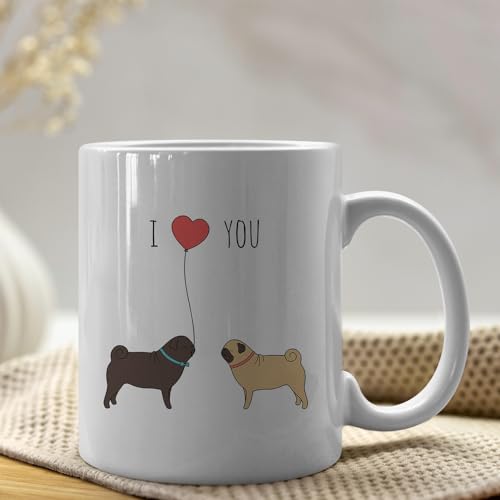 IWXYI Pug Ceramic Coffee Mug - 11oz Valentine's Day Pug Gift, I Love You by IWXYI - Used condition - Image 5
