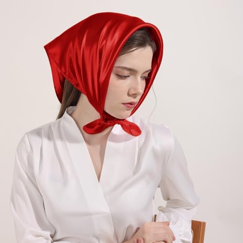 Women Satin Neck Scarf Square Handkerchief for Halloween Retro Costume Accessory4