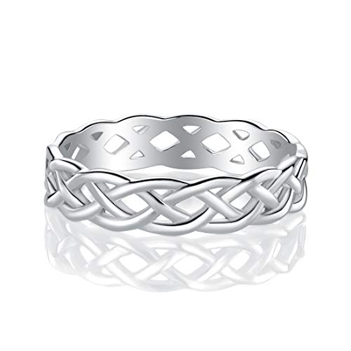 GEMSME 925 Sterling Silver Celtic Knot Eternity Band Ring (9)