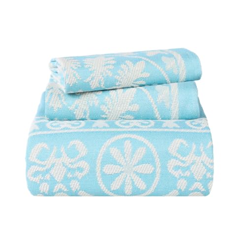 SUPERIOR Cotton Blend Bedspread, All Season Quilt Bedding, Full, Aqua