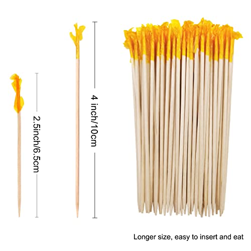 BLUE TOP Wood Frill Picks Toothpicks 4 Inch Value Pack 2000pcs, Wood Frill toothpicks decorative Cocktail Party Toothpicks for Fruit,Appetizers,Club Sandwiches,Great for Valentine's Day and Parties.