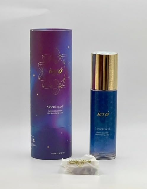 iero beauty ieró Beauty Moonkissed Serene Essence Hydrating Face Mist, Lavender Chamomile Frankincense, Crystal-Infused Replenishing Facial Mist, Calming Hydrating Toner, Made in Italy — 3.38 Fl Oz