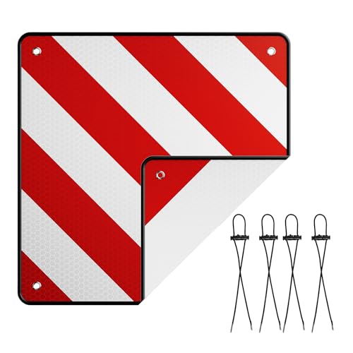 Wiltec 2in1 rot weiße Warntafel Spanien und Italien 50 x 50 cm, Fahrradträger Schild aus Aluminium, Warnschild für Heckträger reflektierend