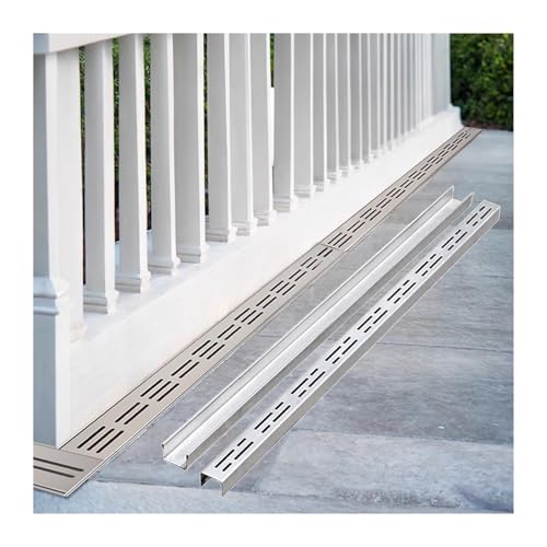 Kit de Drenaje de Zanja de Acero Inoxidable: Canal de Drenaje extraíble y Rejillas para entradas de vehículos comerciales, Patios Exteriores, baños y Jardines. Drenaje de Piso Delgado.