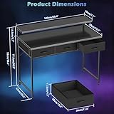 HOMIDEC Gaming Desk with Adjustable Monitor Stand, Computer Office Desk with 3 Storage Drawers, Gaming Table with Headphone Hook, Carbon Fibre Surface, for Gamers, Workers and Students, Black, 100cm - Image 3