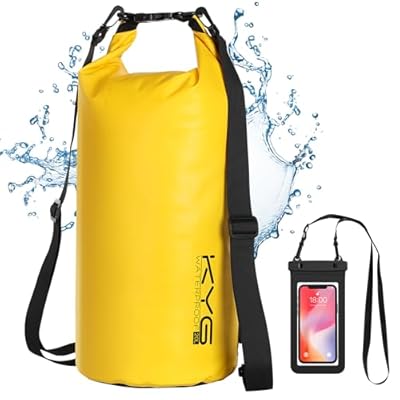 KYG Bolsa Estanca Impermeable 10L/20L con Funda Impermeable para Móvil Bolsa Seca para Playa y Deportes al Aire Libre Senderismo Esquí Pesca Escalada Camping Surf Rafting