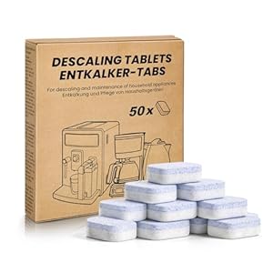 3-in-1 ontkalkingstabletten, 50 stuks, 3-fasen ontkalker, tabs voor volautomatische koffiemachines en koffiezetapparaten, effectief compatibel met Siemens EQ Jura DeLonghi Philips Melitta