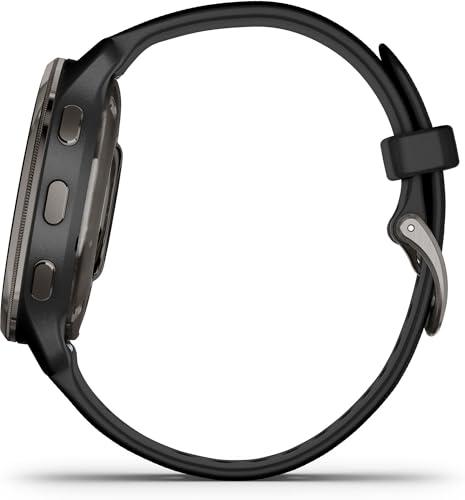Garmin Venu 2 Plus - Montre connectée GPS Multisports avec appels Via Bluetooth et Suivi santé- Gray avec Bracelet Silicone Noir - Boîtier 43 mm