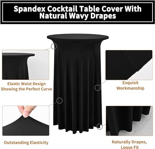 REWOMC 8 Packs Black Round Cocktail Table Skirt 24"x 43" by REWOMC - Used condition - Image 3