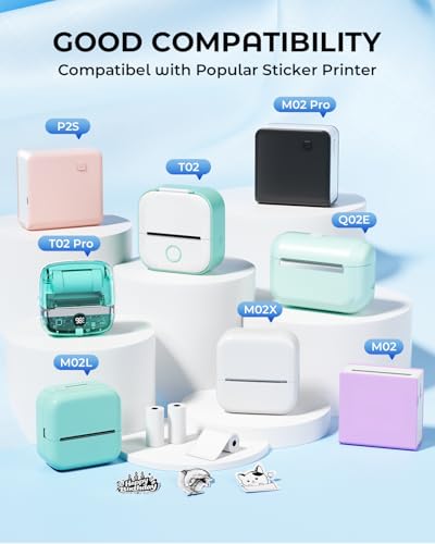 Memoking T02 Papier, Weißes Selbstklebendes Thermopapier Kompatibel mit T02/Q02E/M02L/M02X Mini Drucker, 2 Jahre Klebrig 50mm x 3,5m Aufkleberpapier für Fotos,Studiennotizen,Journal und mehr, 3 Rollen