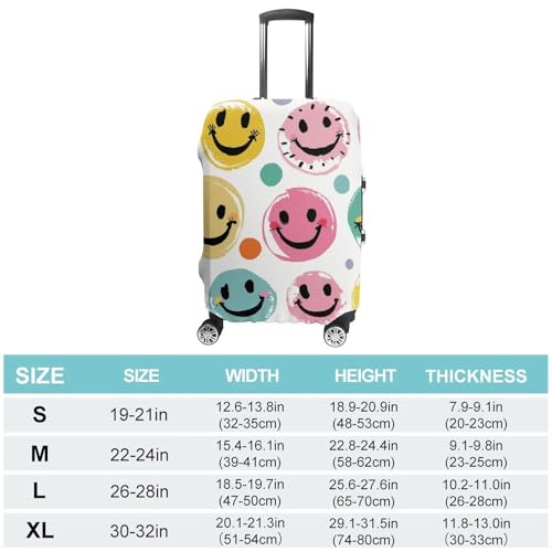 Pastel Color Smiley Face Luggage Cover Elastic Luggage Covers for Suitcase Travel Luggage Covers Anti-Scratch Washable Suitcase Sleeve Fits 19-32 Inch Luggage2
