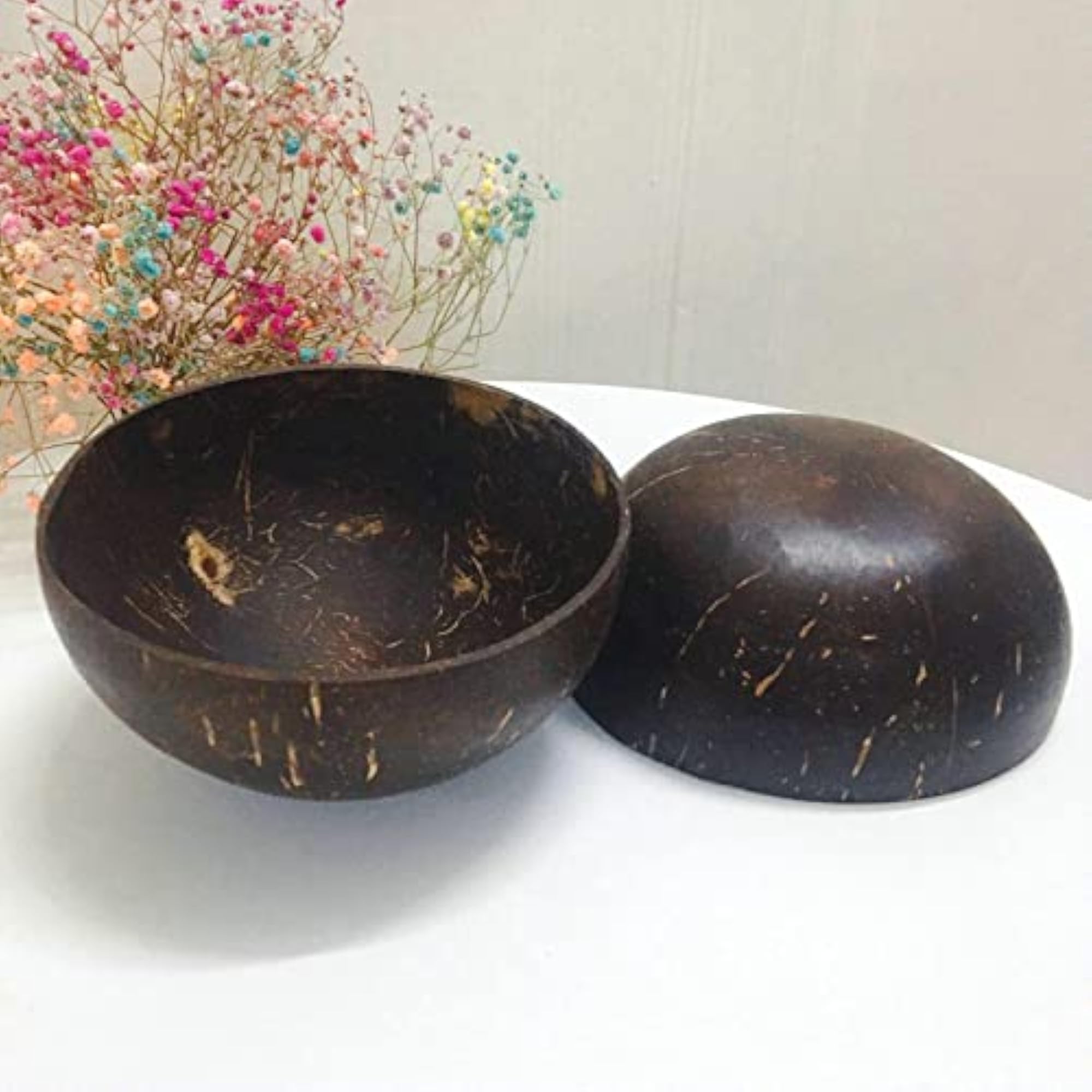 Handmade Coconut Bowls for Salad and Cereal Serving