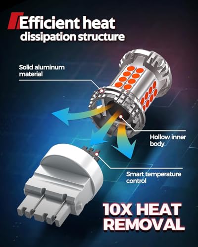 Torchbeam 3157 3156 LED Bulb Tail Brake Lights Red 600% Brighter, 3056 3057 4057 4157 3457 Brake Stop High Mount Stop Tail Taillights for Cars, Non-polarity, 3030 38-SMD, Pack of 2 - Image 6