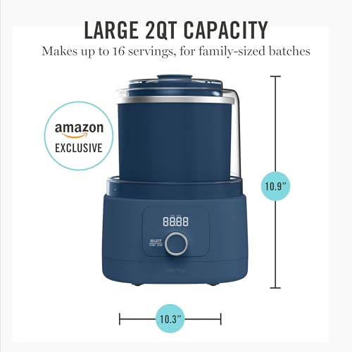 Image of Martha Stewart Ice Cream Maker, 2 Quart Double-Insulated Freezer Bowl, Sorbet & Frozen Yogurt, Ready in 20 Minutes, Mix-Ins Chute, Easy to Clean, Indigo Blue