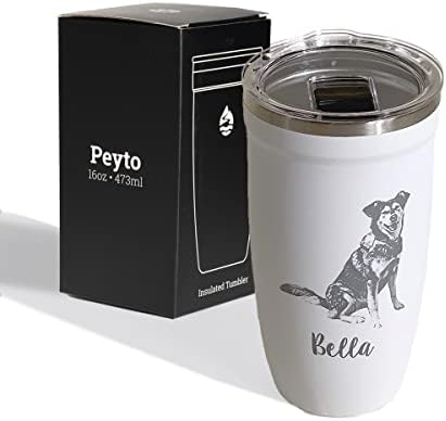 Custom Photo Tumbler, 16oz Laser Engraved Insulated Travel Mug, Create Personal Etched Artwork from Your Image, Family Photo, Pet Portrait, Stainless Steel, Personalized Mother's Day Gift, (Snow)