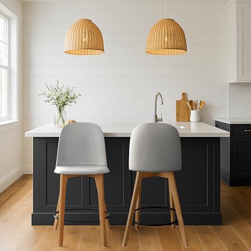 2xhome Gray Molded Plastic Counter Stools (2-Pack)