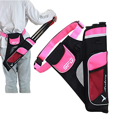 Sopoger 3/4 Tube Archery Hip Quiver For Arrows Bow Belt Waist Hanged Quiver Fit For Compound Bow And Recurve Bow Target Archery (Pink(3 Tube)) #TOP30