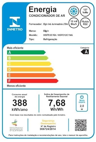Ar Condicionado Hi Wall Inverter Elgin Eco Star 12.000 Btus Frio 127v R-32