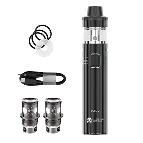 VAPTIO Solo 2 Kit Vape Pen 3000mAh Eingebauter Akku 50W Netzwerkspule für 4 0ml All-in-One-Tank Elektronische Zigarette No E Liquid No Nicotine (Schwarz)