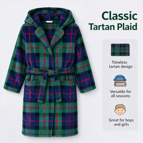 Image of Girls Soft Fleece Robes Plush Hooded Bathrobes Sleepwear for Kids 2-16 Years