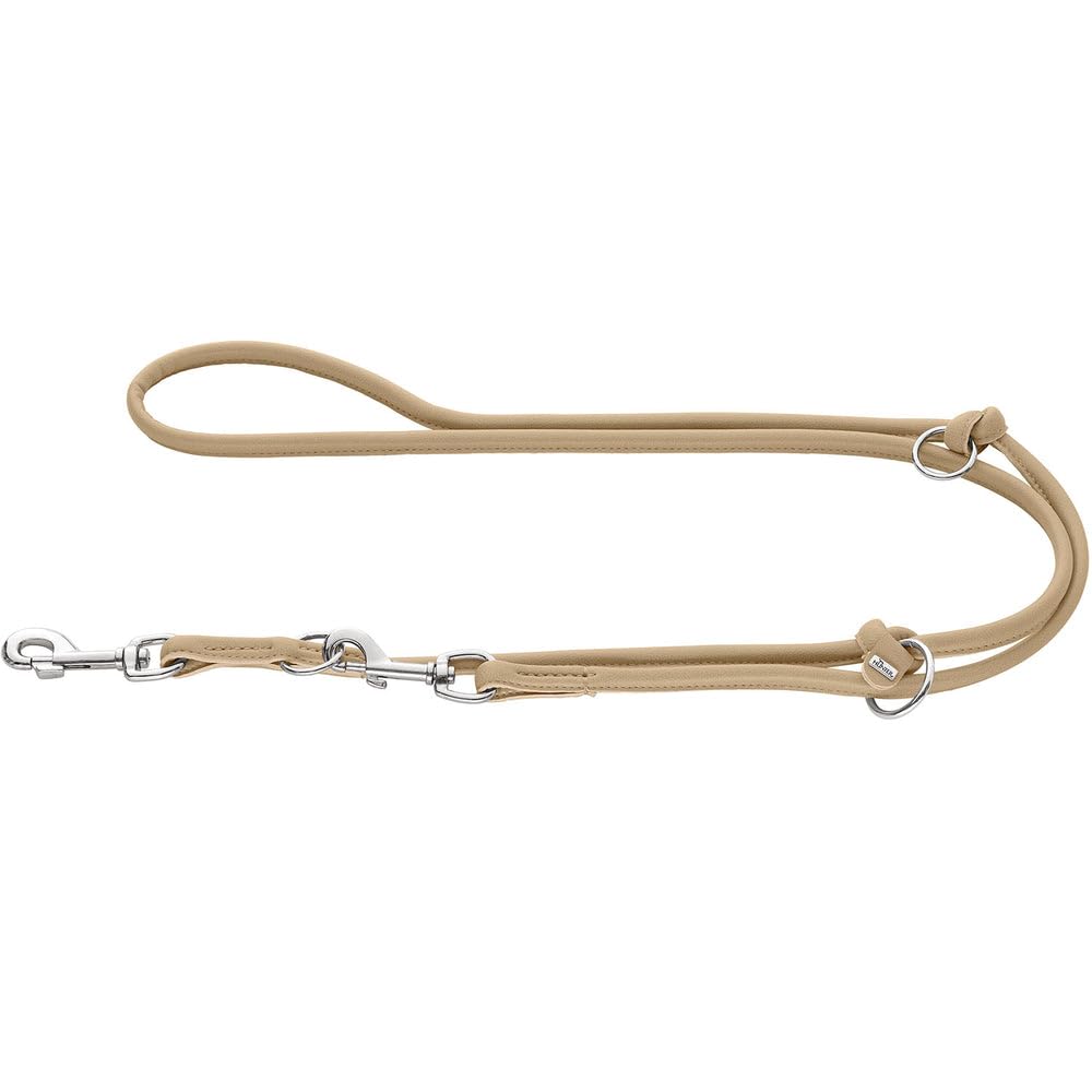 HUNTER Amalfi Adjustable Dog Lead Round Beige Vegan Faux Leather Nappa Look Adjustable to 3 Different Positions Soft Easy Care Brilliant Colour Made in Germany Size: 10/200 - Image 2