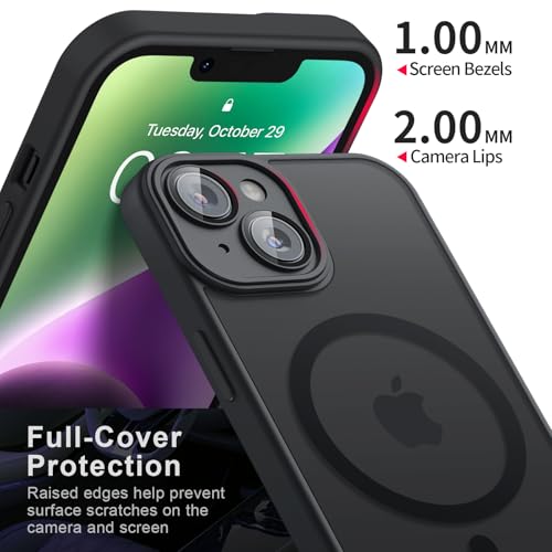Image of Tobfit Magnetic Case for iPhone 14 Compatible with Mag Safe, Translucent Matte Back Slim Shockproof Phone Cover for iPhone 14