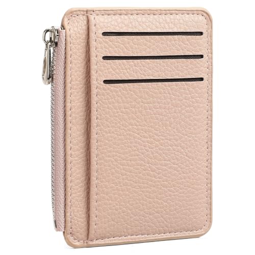 Slim Credit Card Holder Wallet for Women Front Pocket RFID Blocking Wallets Small Compact Card Case with Zipper Pocket