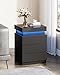 WLIVE Black Nightstand with Charging Station & LED Lights, Modern Night Stand with 3 Drawers and Sliding Top, Bedside Table End Table with Hidden Space for Bedroom, Living Room, Black