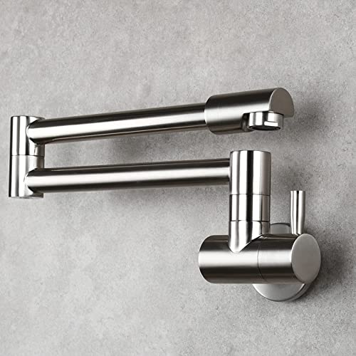 Tvbnhu Pot Filler Faucet Wall Mounted, Brass Single Cold Kitchen Faucet, 360° Swivel Folding Kitchen Sink Faucet With Double Joint Swing Arm, Single Handle Faucet,Brushed Nickel #TOP4
