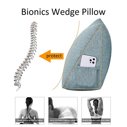 Wowmax Triangular Bed Wedge Pillow, Multipurpose Bed Support Rest & Knee Pillow For Back, Neck & Leg，Back Support Reading Pillow With Removable And Washable Cover Grey 23.5 Inches #TOP1
