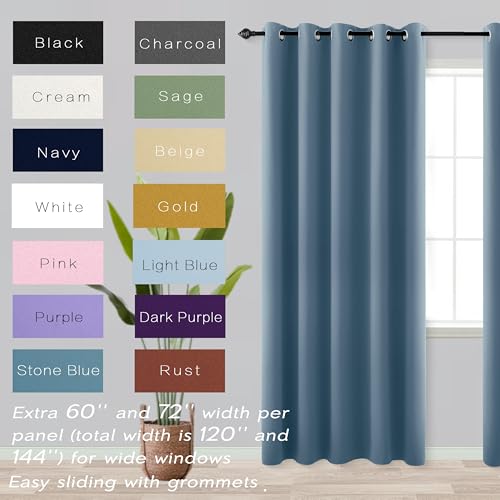 Image of KOUFALL Stone Blue Blackout Curtains for Bedroom 72x84 Inches Long